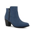 thumbnail image 1 of Unique Bargains Women's Chunky Heels Side Zipper Ankle Booties DarkBlue US 9.5, 1 of 8