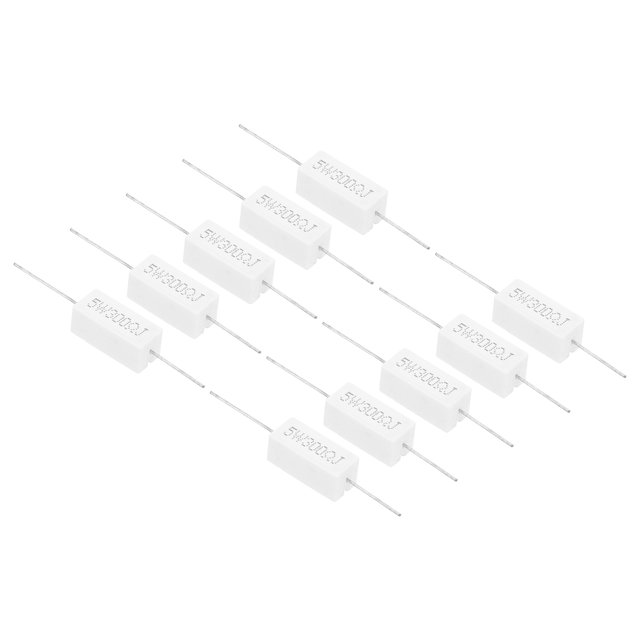 Unique Bargains Résistances de 300 Ohms, 10 Pcs Résistance Ciment Céramique 5W Kit de Résistance Ciment de Puissance Tolérance 5 % pour Adaptateurs d'Alimentation Audio