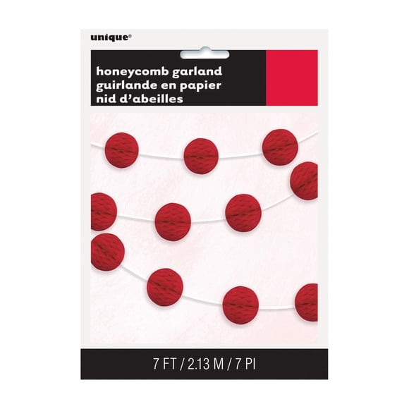 Guirlande de boule de papier de soie rouge, 7 pi