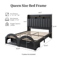 thumbnail image 2 of SIBEDS Bed Frame with Storage Drawers and Galaxy Star Projector PU Upholstered Black Headboard, Queen, 2 of 9