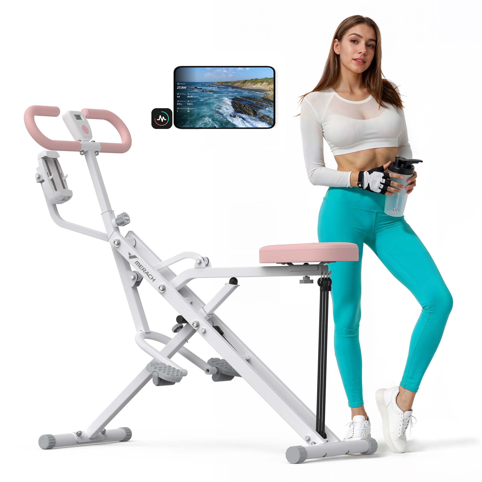 MERACH Adjustable Squat Assist Trainer Machine, 3 Tension Bands for Glutes & Quads Fitness - Home Gym Equipment for Strength Training