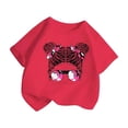 thumbnail image 3 of LUOGENLI T-Shirt pour Filles Enfant Filles Mignon Imprimé Graphique Col Rond Manche Courte Tee Été Décontracté Chemise Hauts Maxi Chemises pour Filles 5-6 Ans, 3 of 5