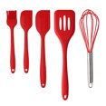 thumbnail image 4 of Lot de 5 spatules, ustensiles de cuisine en silicone résistant à la chaleur, résistant aux bâtons, fouet en silicone, brosse à huile, spatule pour la cuisson, la fabrication de gâteaux, rouge, 4 of 14