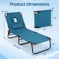 thumbnail image 3 of Gymax 2PCS 5-Position Lounge Chair Adjustable Beach Chaise w/ Face Cavity & Pillows Blue, 3 of 10
