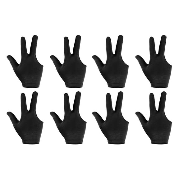 3 Fingers Left/Right Hand Pool Gloves Snooker Billiard Pool Cue Glove, Black 8 Pack