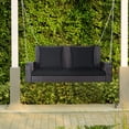 thumbnail image 3 of Patiojoy Outdoor Wicker Porch Swing Bench 2-Person Patio Rattan Swing Chair W/ Soft Cushions Black, 3 of 8
