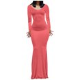 thumbnail image 2 of EQWLJWE Robes Moulantes pour Femmes Élégantes Col Rond Ajusté Manches Longues Aguichant sous-Couche Robe Nuisette, 2 of 6