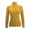 thumbnail image 4 of Dagegui Chandails à Col Roulé pour Femmes, Tricot Côtelé, Manches Longues, Chandail Extensible Ajusté, Hauts d'Automne, Jaune, m, 4 of 5