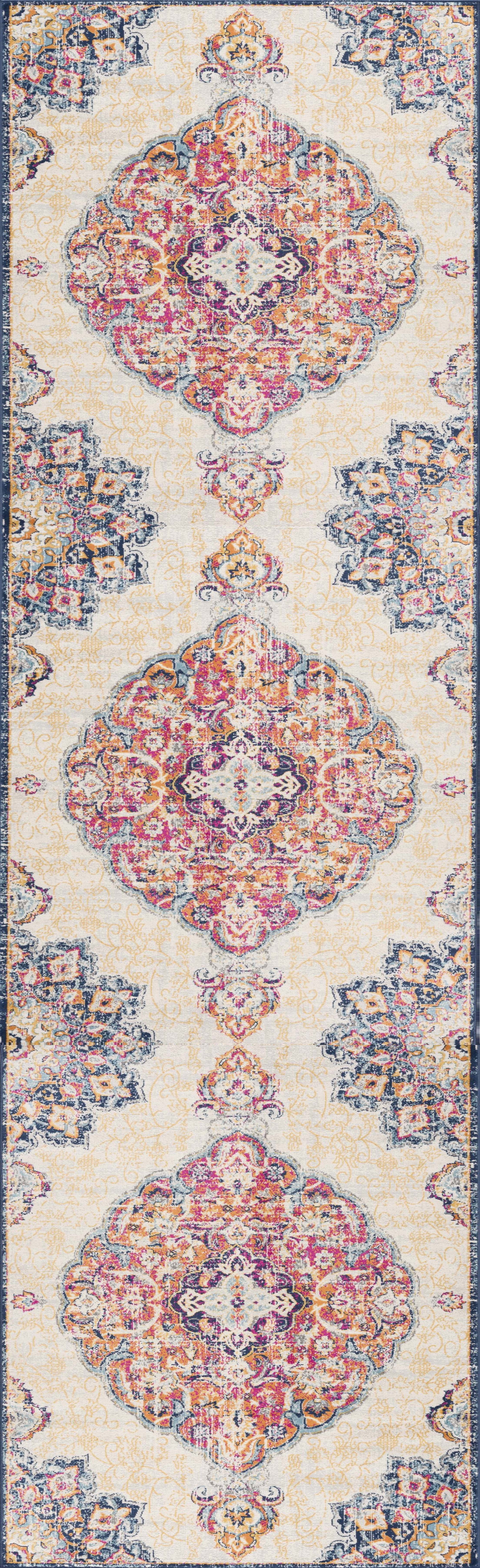 Rug Branch Savannah 2' x 7' (Exact Size: 2'3" x 7') South-Western Indoor Runner Rug, Beige Rust, Modern - Entryway, Hallway, Bathroom, and Kitchen