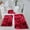 Red, variant on Velvet Fleece Bath Mat 3 Piece Set Soft Water Absorbent Non Slip Thick Washable Bathroom Rugs Dark