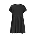 thumbnail image 4 of EQWLJWE Summer Patchwork Mini Dresses for Women 2024,Pleated Ruffle Dresses for Women Crew Neck Short Sleeve Dress ,Solid Ruffle A Line Beach Boho Long Maxi Dress with Pockets, 4 of 9
