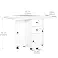 thumbnail image 3 of HOMCOM Table à Manger Pliable, Table de Cuisine Roulante avec Tiroirs, Armoire, 3 of 10