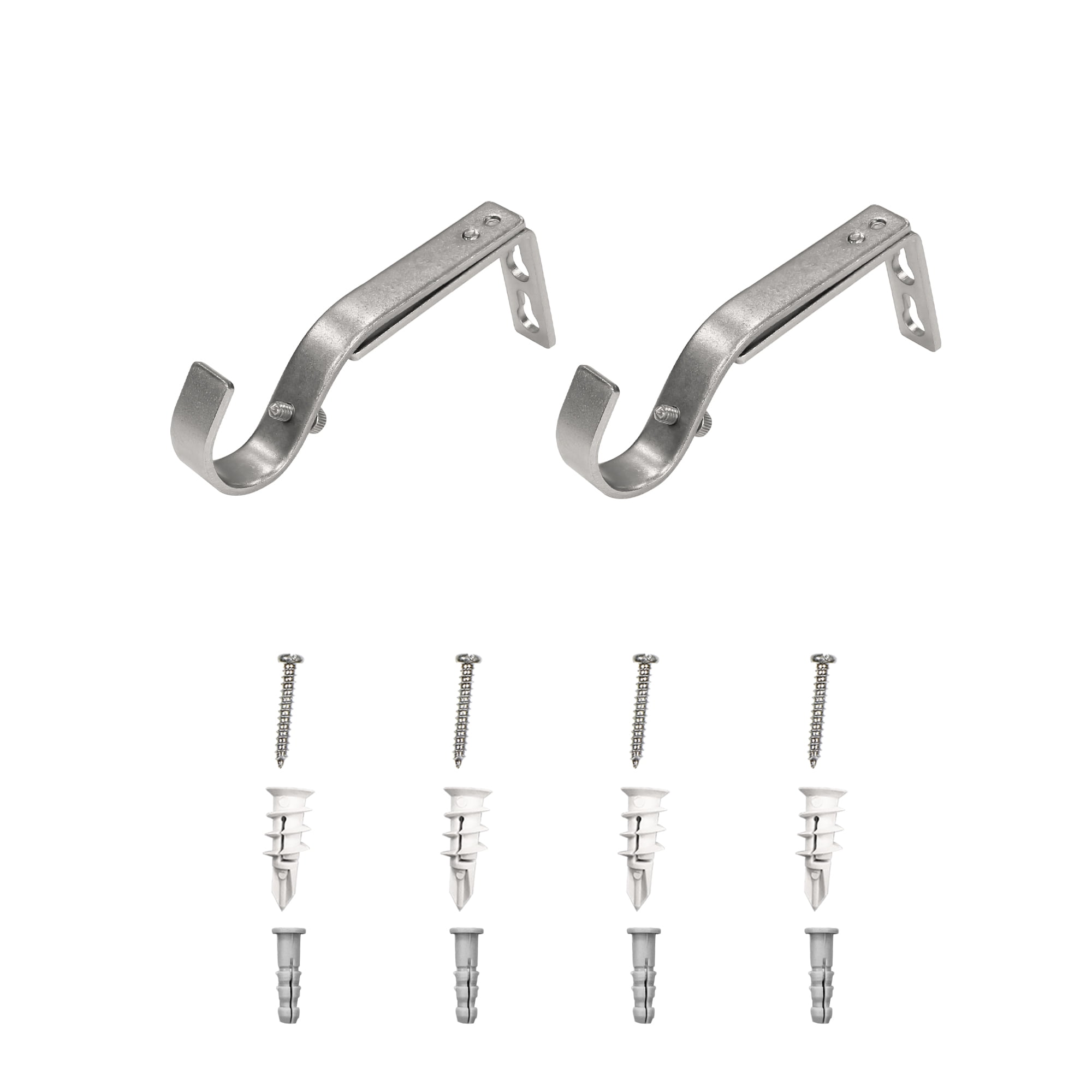 Mainstays 7/8”-1" Brushed Nickel Adjustable Single Curtain Rod Bracket Set (2 Pack)