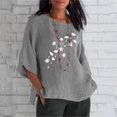 thumbnail image 1 of Hauts d'Été pour Femmes 2023 Femmes Été Aguichant Imprimé Régulier à Boutons Col Rond Manches Courtes Femmes Manches Trois Quarts Haut Bohème Grande Taille T-Shirt pour Femmes, 1 of 5