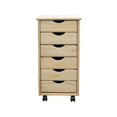 thumbnail image 1 of Pemberly Row Modern Solid Wood 6-Drawers Roll Utility Cart in Unfinished, 1 of 8