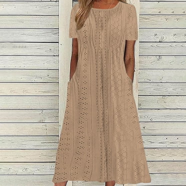 DPTALR Women's Summer Comfort Sexy Solid Color Pocket Sleeveless V-Neck Dress