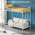thumbnail image 4 of Ktaxon Upgrated Twin Loft Bed with Ladder Metal Bunk Bed with Flat Step Ladder for Kids Teens Adults, White, 4 of 12