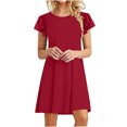 thumbnail image 1 of Birdeem Robes Mini pour Femmes Été Décontractées à Volants Manches Courtes Mignonnes Col Rond Robe Fluide avec Poches, 1 of 8