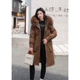 thumbnail image 2 of Ladies long down cotton winter warm jacket coat with detachable plush lining, 2 of 4