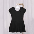 thumbnail image 3 of Robe à Manches Courtes Col Rond, Mode Enfant Été Solide Nœud Collants Fille Danse Bouton Doux Mignon Justaucorps, 3 of 8