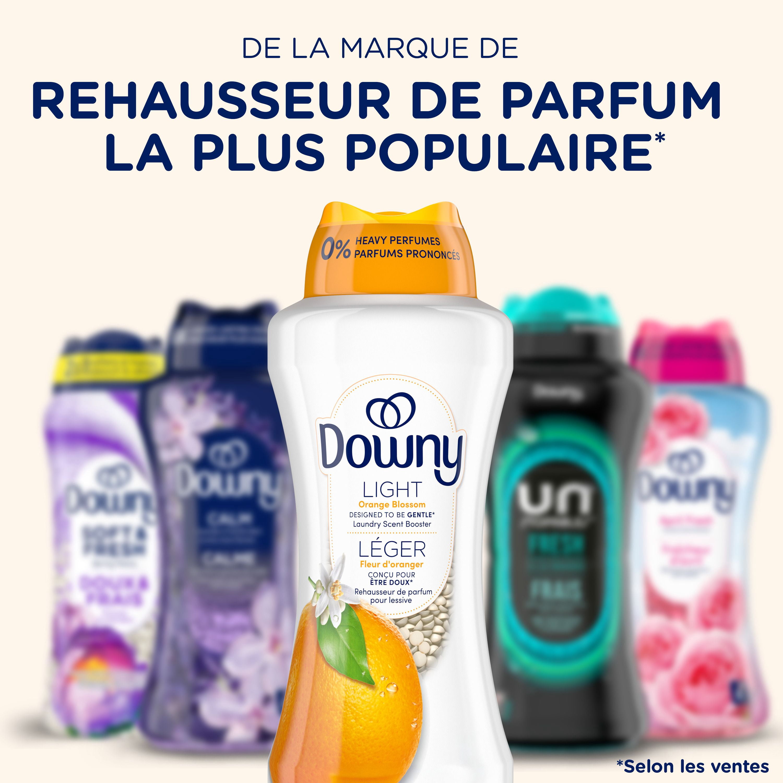 Perles rehausse-parfum pour lessive Downy Léger, parfum Fleur d’oranger, perles pour les tissus et la lessive, conçues pour être douces avec une légère bouffée de parfum, sans parfums prononcés