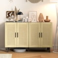 thumbnail image 2 of HOMCOM Boho Sideboard Buffet Cabinet with 4 Rattan Doors, Black, 2 of 10