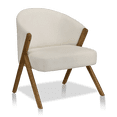 thumbnail image 1 of Bouclair Fauteuil d'Appoint en Tissu Blanc Cassé et Bois, 1 of 10