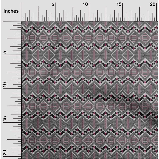 oneOone Tissu Polyester Lycra Chevron & Triangle Imprimé Géométrique Tissu de Couture BTY 56 Pouces de Large
