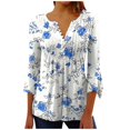 thumbnail image 2 of Blouses pour Femmes, T-shirt Imprimé Mode Manches 3/4 Blouse Col en V Hauts Décontractés, 2 of 5