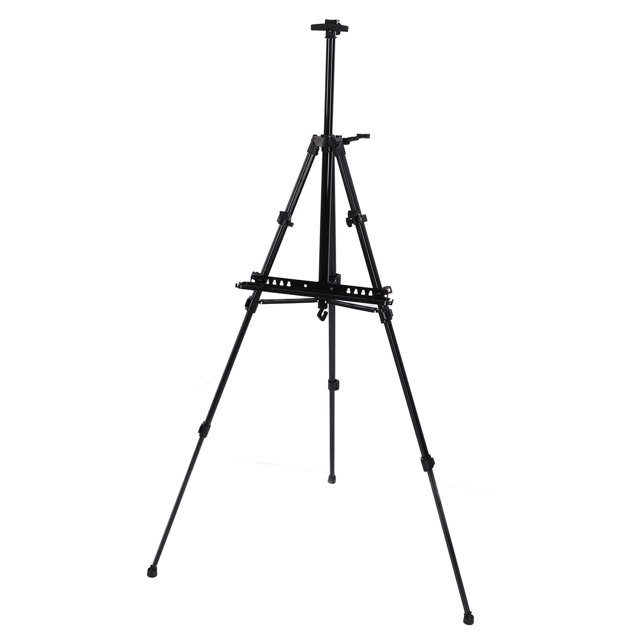 Chevalet de Peinture en Métal Noir Pliable Support Réglable pour Tableau de Dessin Publicité Intérieur Extérieur