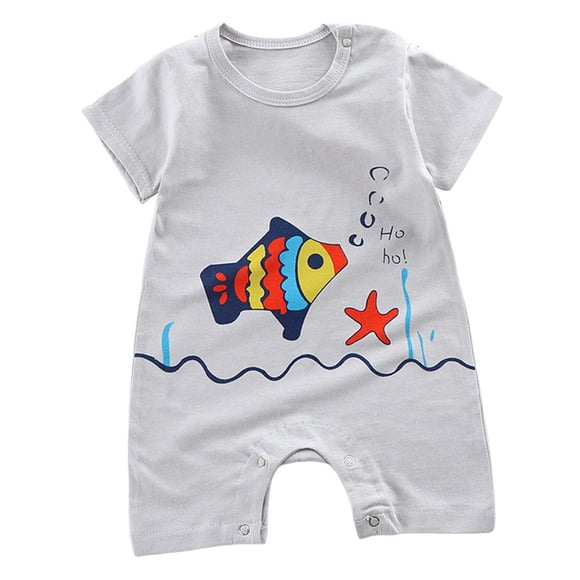 Yammkia Newborn Summer Clothes Boy Newborn Baby Boys Romper One Piece Straps Overalls Jumpsuit Summer Smocked Clothes Bamboo Sleeper(Gray,12-18 Months)