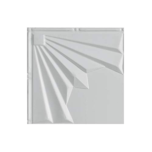 Fasade Art Deco Gloss White Ceiling Tile Sample, 12" x 12", random sample, no overlap