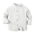 thumbnail image 1 of Besolor Toddler Baby Boys Button down Shirt Kids Long Sleeve Solid Color Stand Collar Fall Spring Dress Tops, 1 of 3