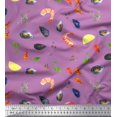 thumbnail image 1 of Soimoi Modal Satin Fabric Gemstone,Lemon Slice & Prawns Food Print Fabric by Yard 42 Inch Wide, 1 of 1