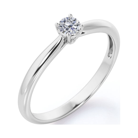 JeenMata Classic Round Brilliant Cut Lab Grown Diamond Solitaire Engagement Ring in 18K White Gold Plating for Women