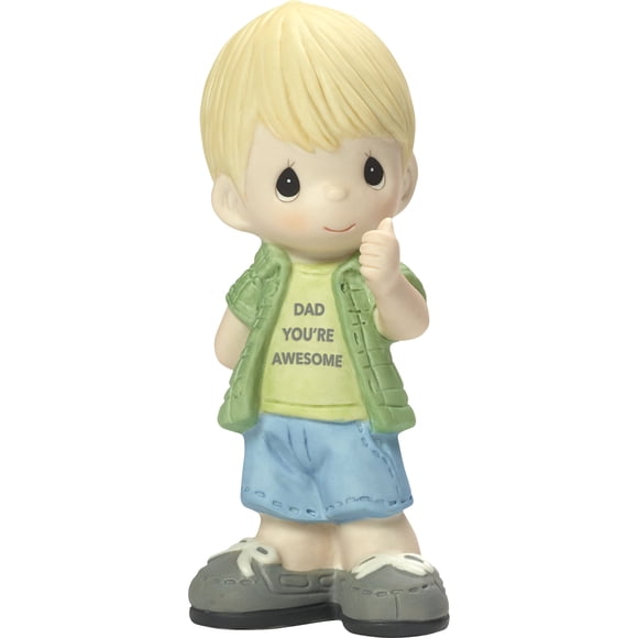 Precious Moments My Dad's Awesome Boy with Thumbs Up Bisque Porcelain Home Decor Collectible Figurine 173006