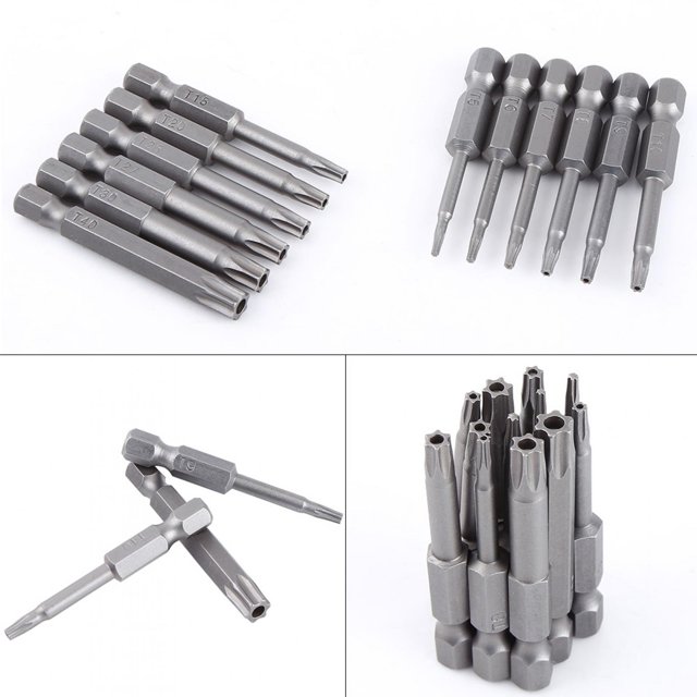 12Pcs Étoile Tête Tournevis Tournevis Bit, Star Tête Bits Pièces de Perceuse & Accessoires Foret Bits 50mm Bit Set S2 Acier Impact Driver Bits avec 1 / 4 Pouces Tige