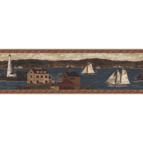 Ellen Stouffer Lighthouse Wallpaper Border H3189B