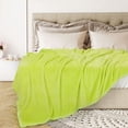 thumbnail image 2 of PiccoCasa Flannel Fleece Blanket Soft Warm Wide Hemmed Green Yellow Queen, 2 of 10