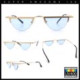 thumbnail image 2 of Funky Cropped Half Circle Flat Top Half Metal Rim Hippie Sunglasses Gold - Blue, 2 of 7