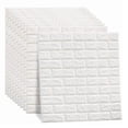 thumbnail image 2 of Decorative 3D Wallpaper, Faux Brick Wall Panel Cuttable Prevent Collision White   For Bedroom, 2 of 8