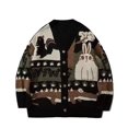 thumbnail image 1 of Qertyioot Mens Cardigan Zip Up Men's Button V-Neck Print Sweater Knit Top Jacket, 1 of 6