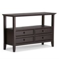 thumbnail image 1 of SIMPLIHOME Amherst Table Console d'Entrée de Style Transitionnel en Bois Massif de 48 Pouces de Large en Brun Hickory avec Rangement, 2 Tiroirs et 1 Tablette, pour le Salon, l'Entrée et la Chambre, 1 of 2