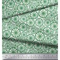 thumbnail image 3 of Soimoi Green Crepe Silk Fabric Wheel Ethnic Printed Fabric 1 Yard 42 Inch Wide, 3 of 3