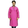 thumbnail image 1 of Atasi Designer Men's Party Wear Pink Kurta Pyjama Set Long Dupion Shirt-Small, 1 of 7