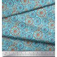 thumbnail image 3 of Soimoi Bleu Moss Tissu Georgette Roue Tissu à Imprimé Ethnique au Mètre 42 Pouces de Large, 3 of 3