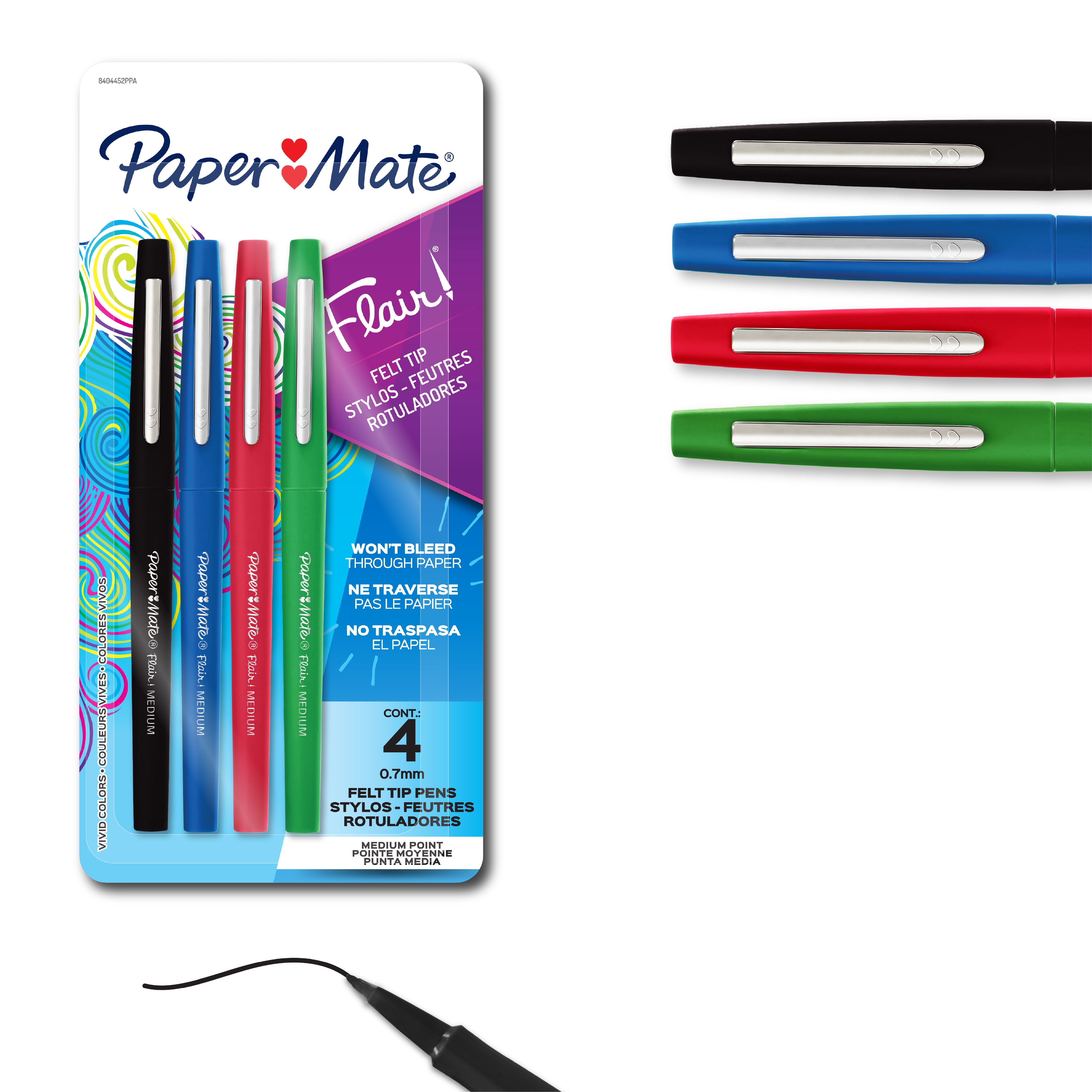 Paper Mate Flair Felt Tip Pens, Medium Point (0.7 mm), Business Colours, 4 Count