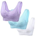 thumbnail image 1 of Kcodviy Women's Front Side Buckle Sports Bra with Padding Lace Edge without Steel Sports Bra Padded Ring Movement Seamless Gathering Plus Size Sports Bra Adjustment Yoga Sleep Large Bra, 1 of 2
