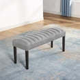 thumbnail image 2 of Bowery Hill 22" Upholstered Fabric Dining Bench in Gray/Espresso, 2 of 2