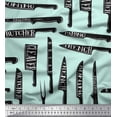 thumbnail image 1 of Soimoi Green Moss Georgette Fabric Text & Knife Kitchen Decor Fabric Printed Yard 42 Inch Wide, 1 of 3